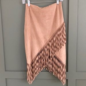 Suede Fringe Skirt